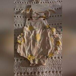 Milkberry Baby Romper with Lemon Print And Headband